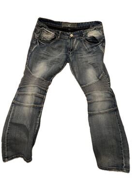 Xray Ribbed Distressed Tapered Blue Jeans 34x30